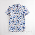 Camisa de verão casual havaiana masculina estampada